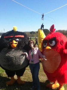 Silvia García Jerez con los Angry Birds en el Hipódromo de la Zarzuela