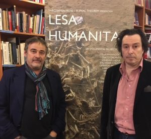 Eduard Fernández y Hector Fáver en la promoción de LESA HUMANITAT