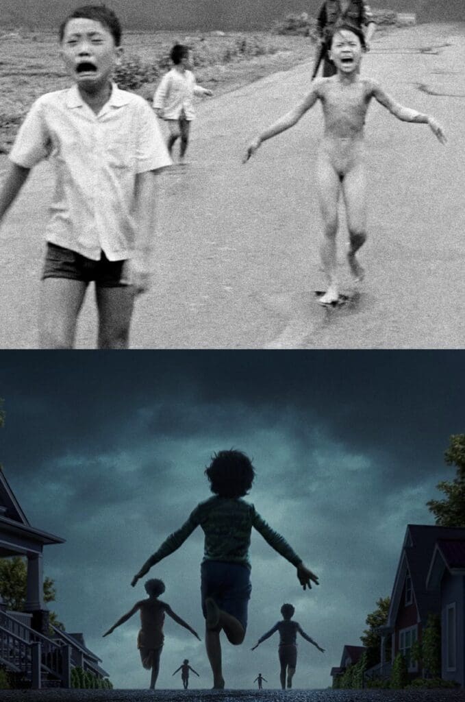 La foto de arriba inspiró la imagen de abajo